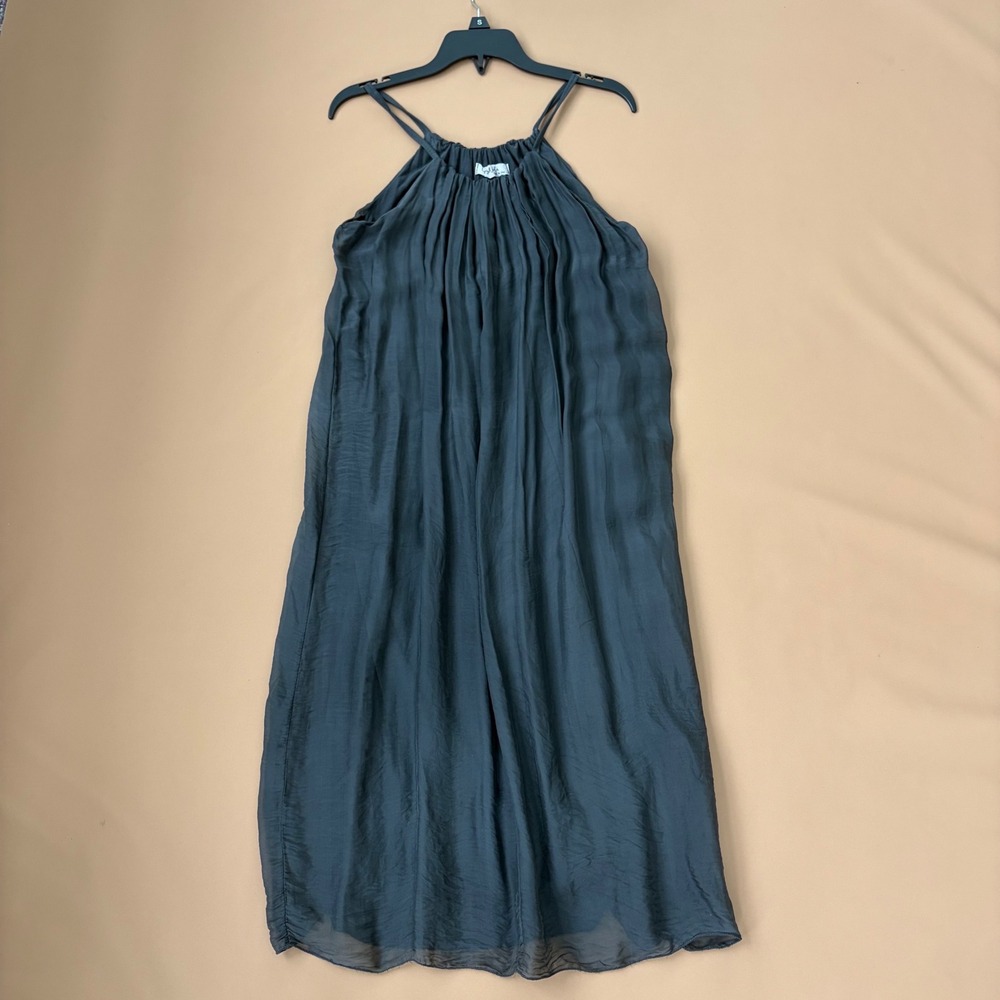 Women's Charcoal Grey Pleated Midi Dress